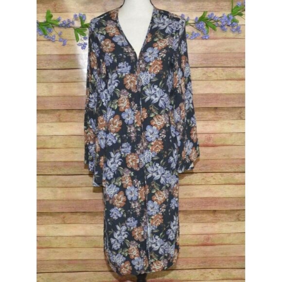 Little Lies Open Front Floral Cardigan Kimono Size XS Blue Floral Bell Sleeve - Picture 3 of 12